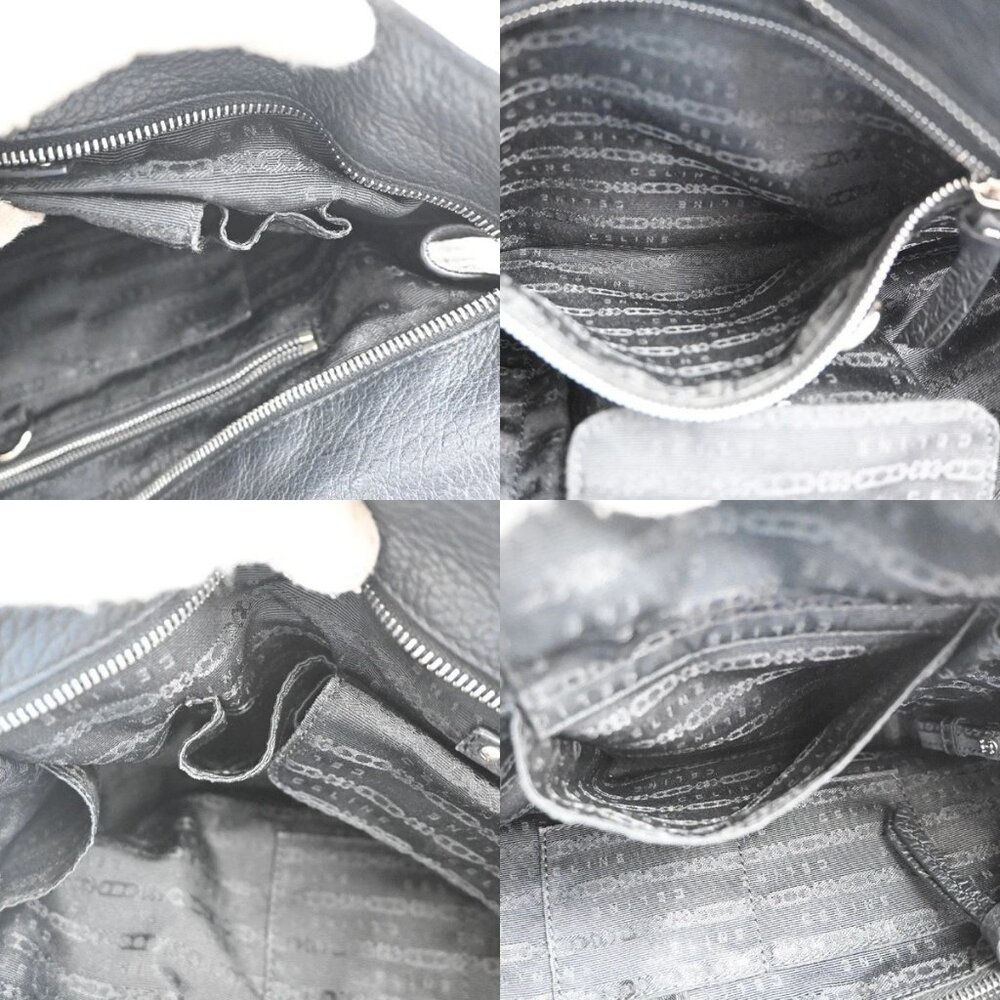 CELINE Logo Bittersweet Hobo Shoulder Tote Hand Bag Leather Black SHW 75RL829 - Picture 9 of 15